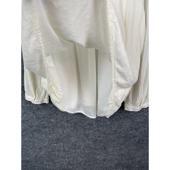 Chico's Blouse Women's Size 3 16/18 Cream Color Embroidered Beading Boho Lagon - Picture 7 of 10